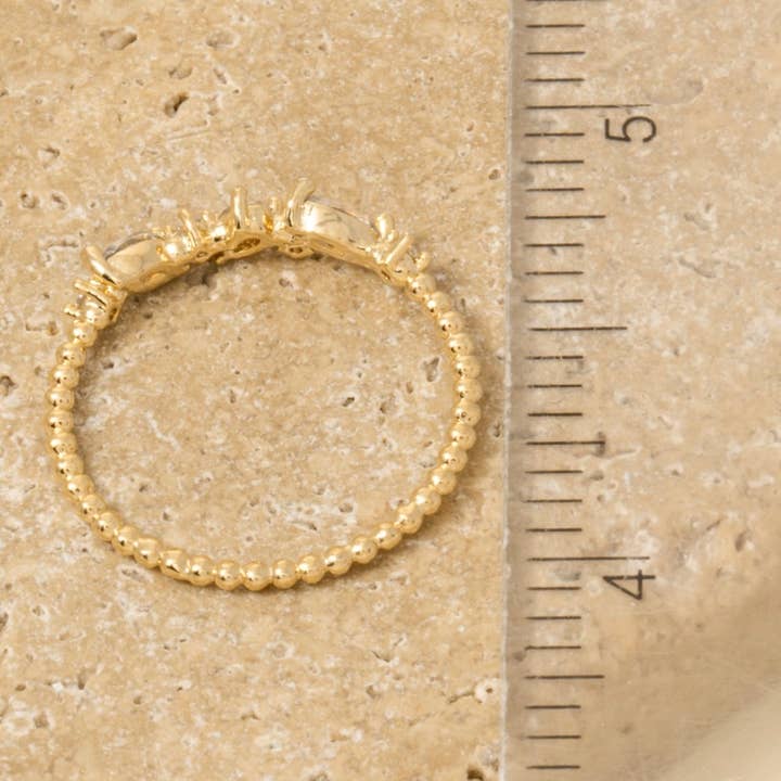 G Gold Dipped Beaded Band Cz Station Ring for wholesale on Faire1