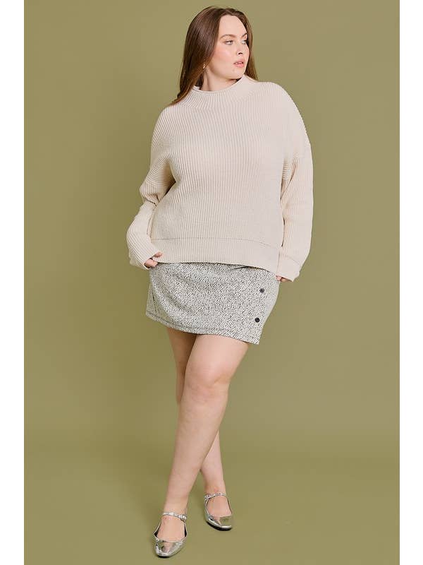 GILLI - Wholesale Knit Sweater - Women's - Plus Mock Neck Cocoon Sleeve Sweater