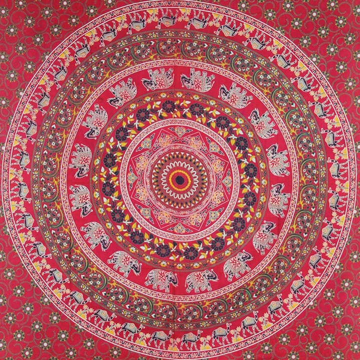 Lungta Imports - Wholesale Tapestry/Textile - Elephant Mandala Tapestry Wall Decor Beach Throw 80”X50”1