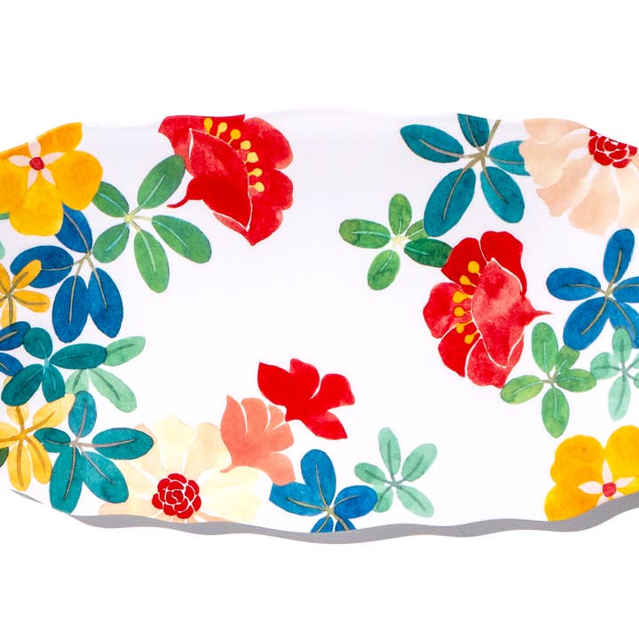 Audrey Floral Melamin Langt Fad, 14,3" 50% rabat! for engroshandel hos Abode Homewares by TarHong