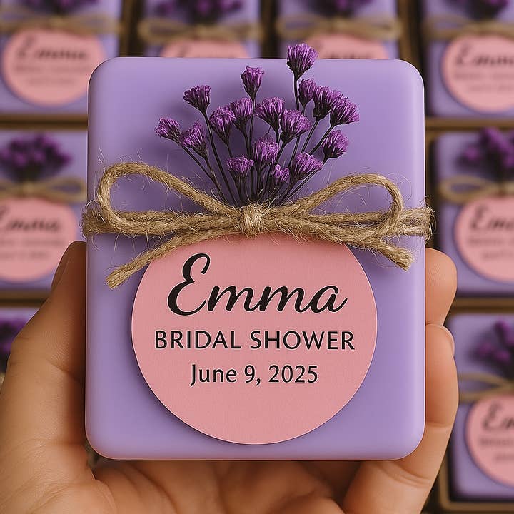 Custom Elegant Lavender Soap Favors for Any Celebration for wholesale by Beautique Goals