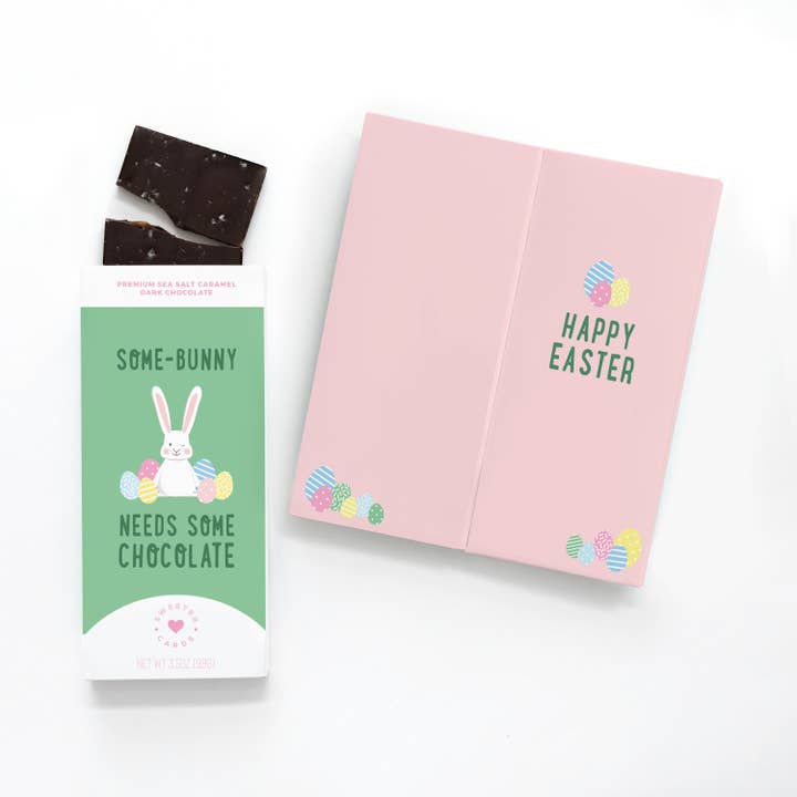 Easter Card and Chocolate – Some Bunny Needs Chocolate! for wholesale by Sweeter Cards Chocolate Bar + Greeting Card in ONE!