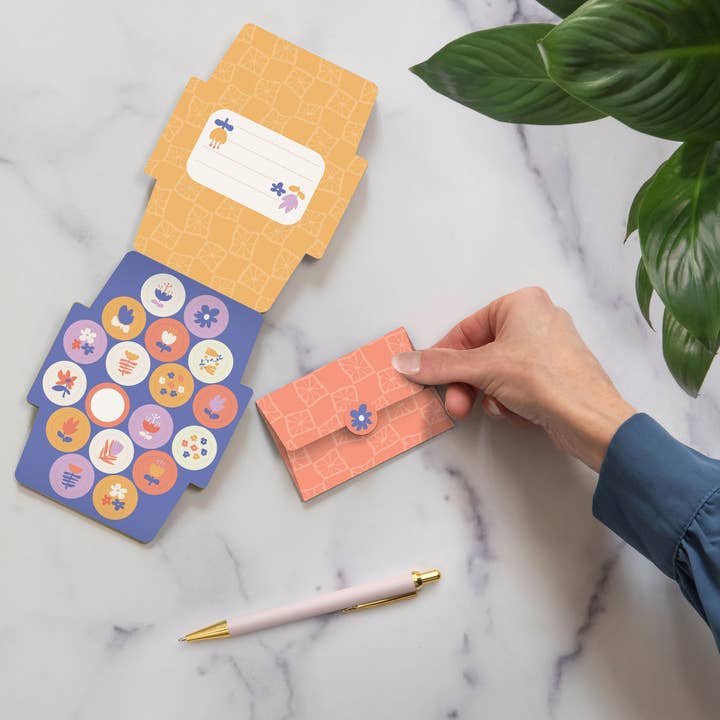 Studio Oh! - Wholesale Stationery/Notecard Set - Swaying Blooms Mini Memo with Stickers