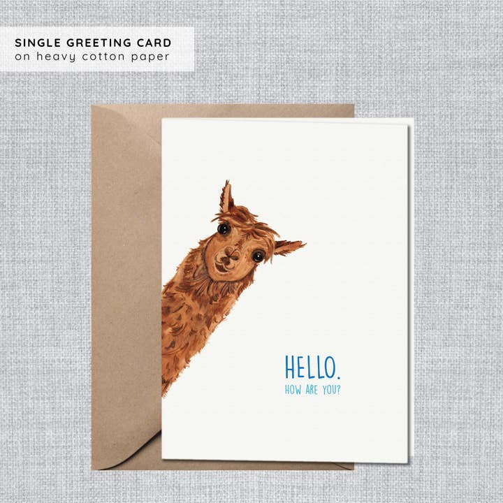 Alpaca Thinking of You Cards | Llama Miss You Cards Animals for wholesale by Gina Maher | Watercolor