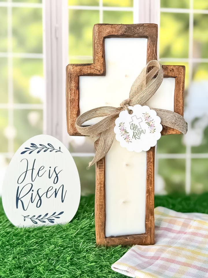 *NEW* Easter Rugged Cross Dough Bowl Candle for wholesale by Spirit Glow Home & Body Essentials