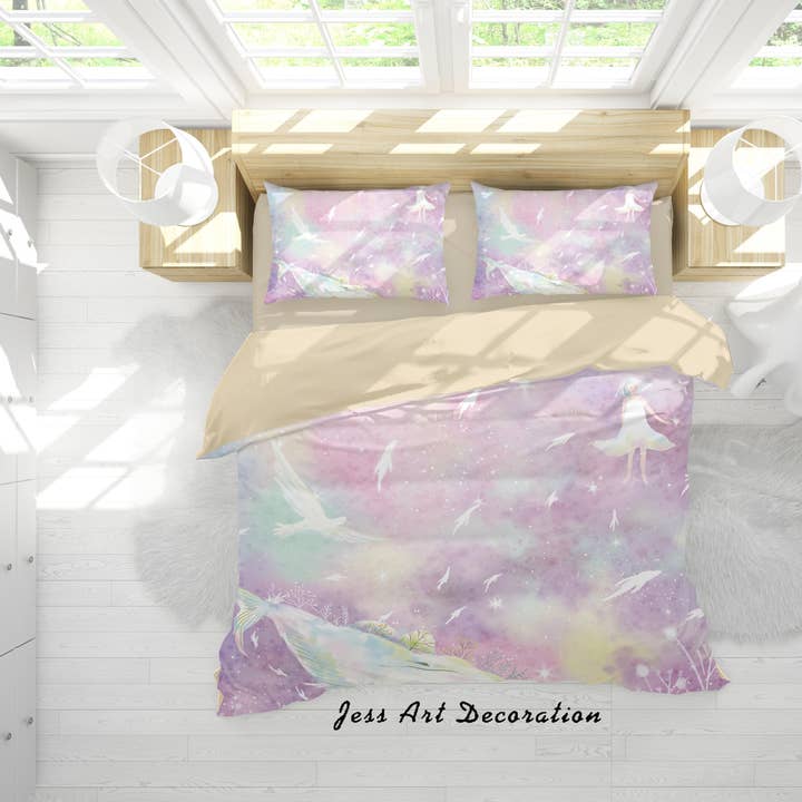 Set copripiumino ragazza cartone animato 3D viola set biancheria da letto copripiumino federe A558 LQH per la vendita all'ingrosso da parte di Jess Art Decoration