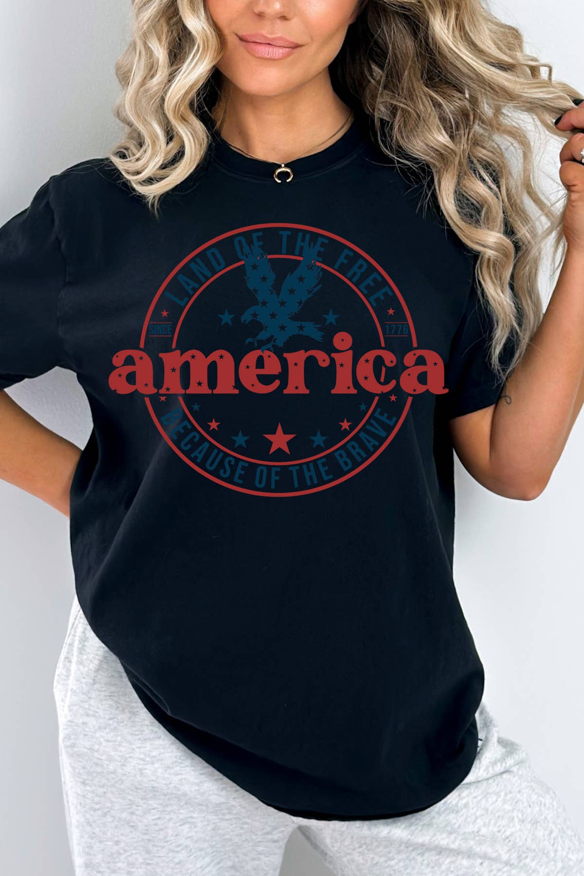 BouTeeQue Closet - Wholesale Screen Printed T-Shirt - Women's - BT1988 T AMERICA LAND OF THE FREE0