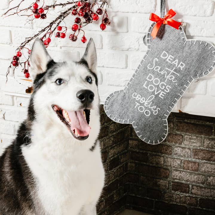 Pavilion – wholesale Holiday stocking – Pets – Dogs - Canvas Tweed Stocking with Mini Ornament1