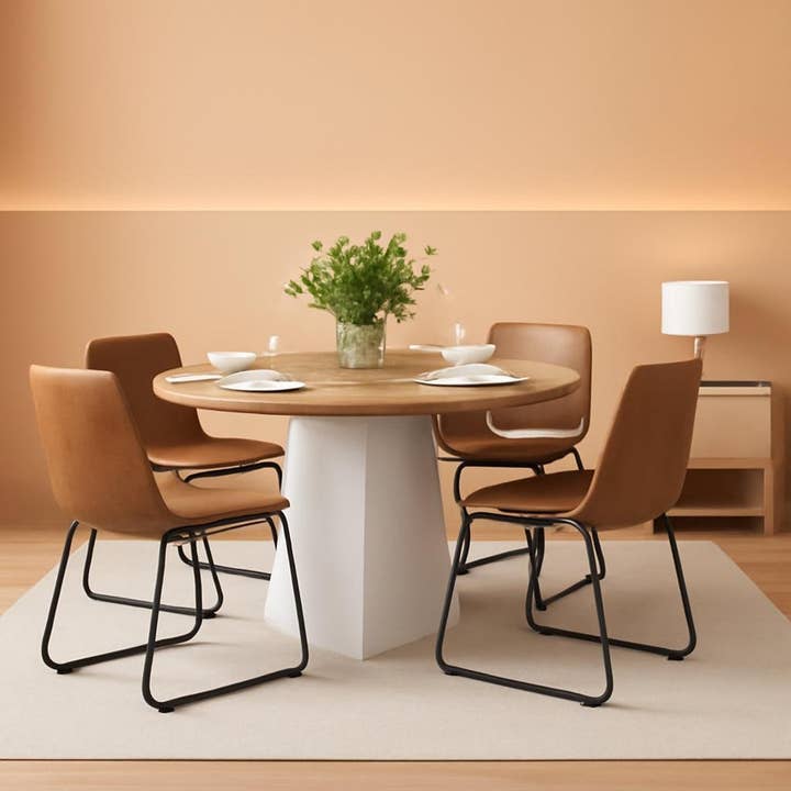 Brown Suede Dining Chairs Set Of 4 With 18 Inch High Back for wholesale on Faire