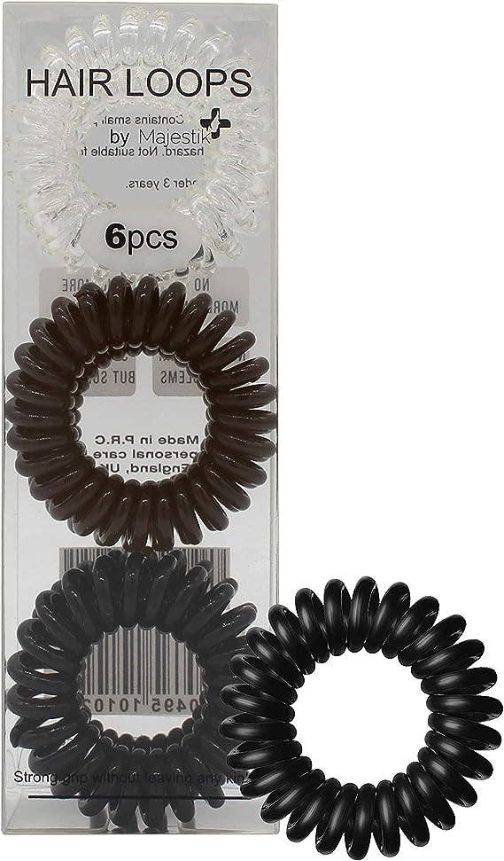 Majestic Beauty – wholesale Hair tie – Hair Loops- 6Pcs Spiral Hair Ties No Crease Elastic Ponytail0