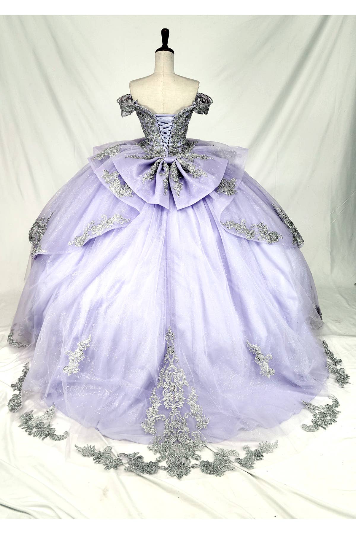 lilac silver Off the shoulder lilac/silver quinceanera dress CHF3123 for wholesale on Faire6