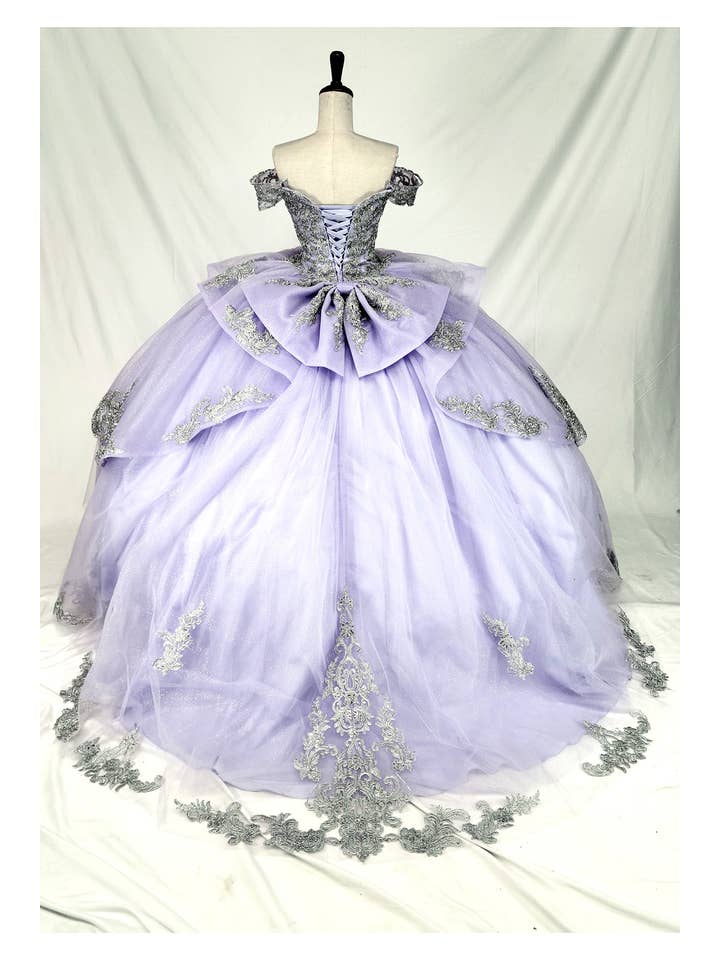 lilac silver Off the shoulder lilac/silver quinceanera dress CHF3123 for wholesale on Faire6