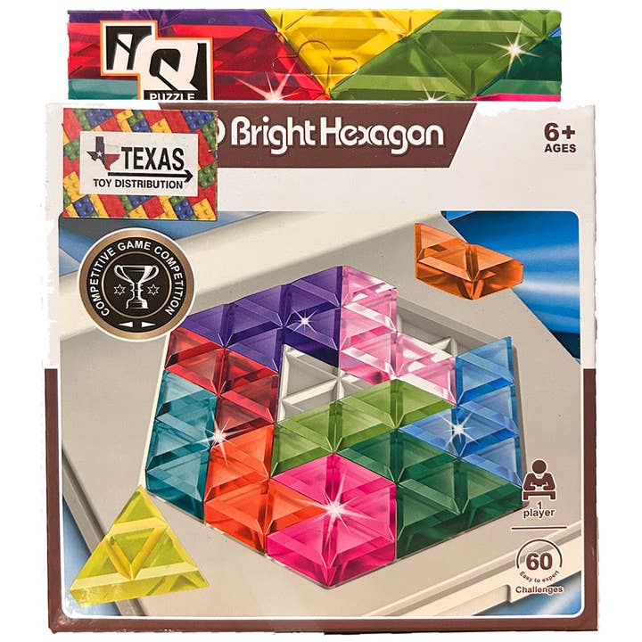 Colorful Hexagon Puzzle for Kids and Adults for wholesale by Texas Toy Distribution