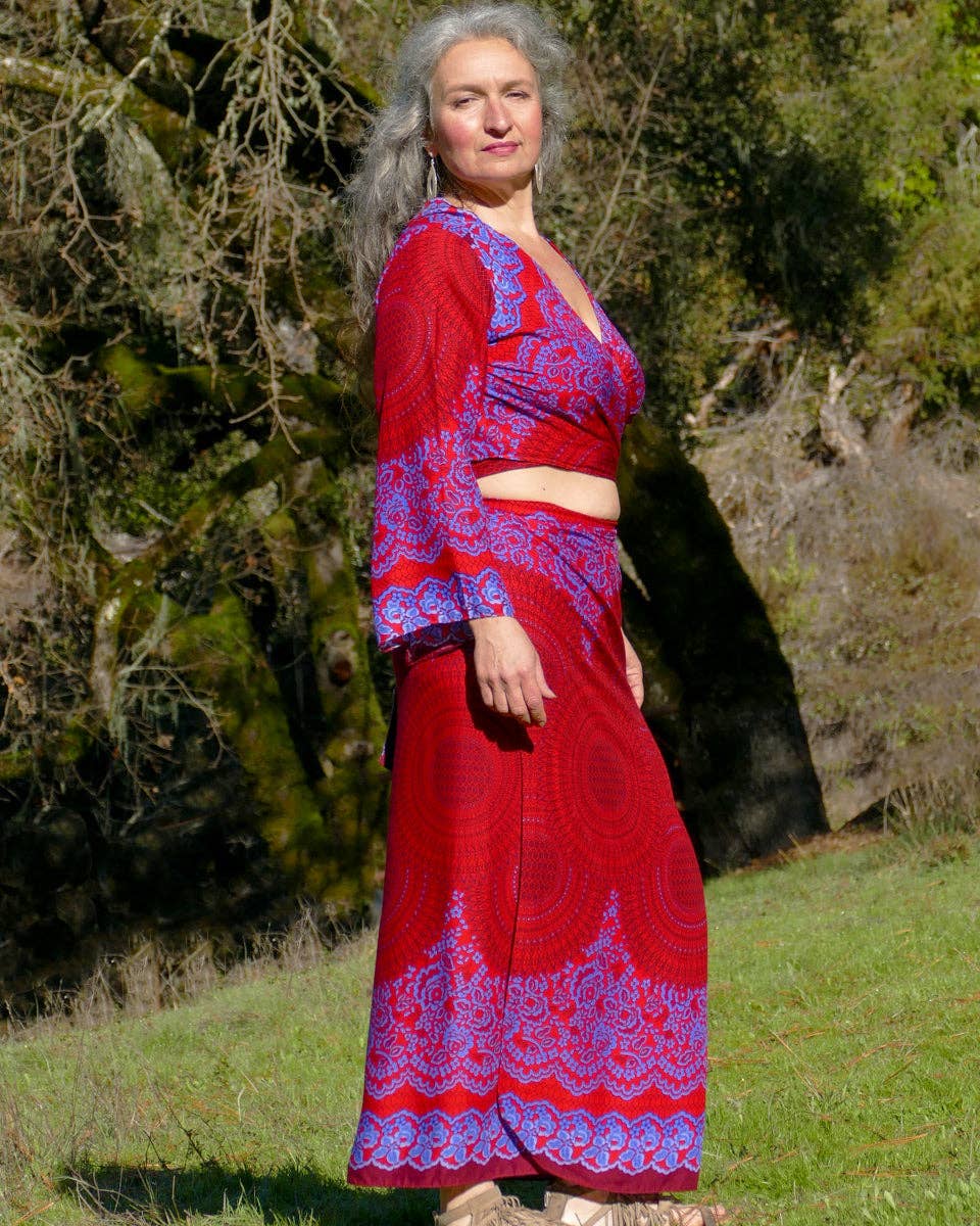 Zig Zag Asian Collection - Wholesale Blouse - Women's - Vivid Floral Mandala Wrap Top3