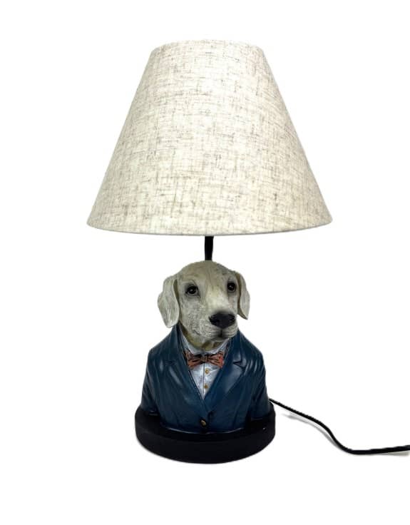 McGowan & Rutherford Ltd - Vente Lampes d'appoint/de bureau - Lampe de table Gentry Labrador avec abat-jour gris1
