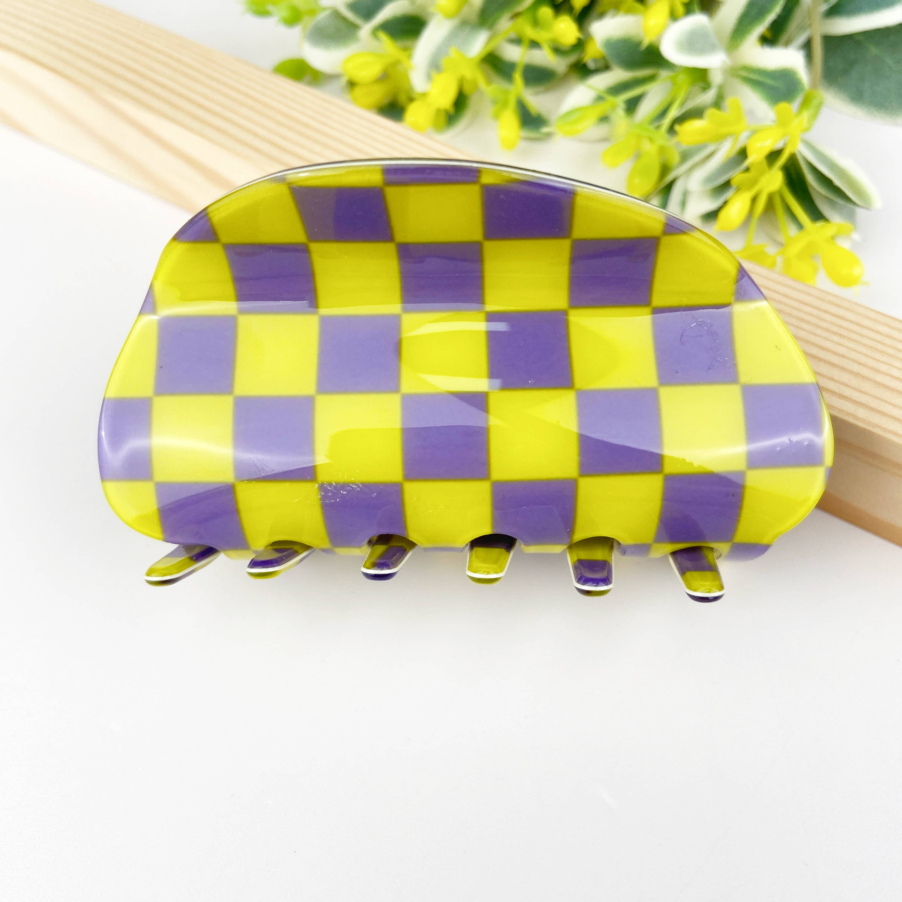 TheDivaSoap - Wholesale Hair Clip - Women's - Checkerboard semicircle hair claw clip5