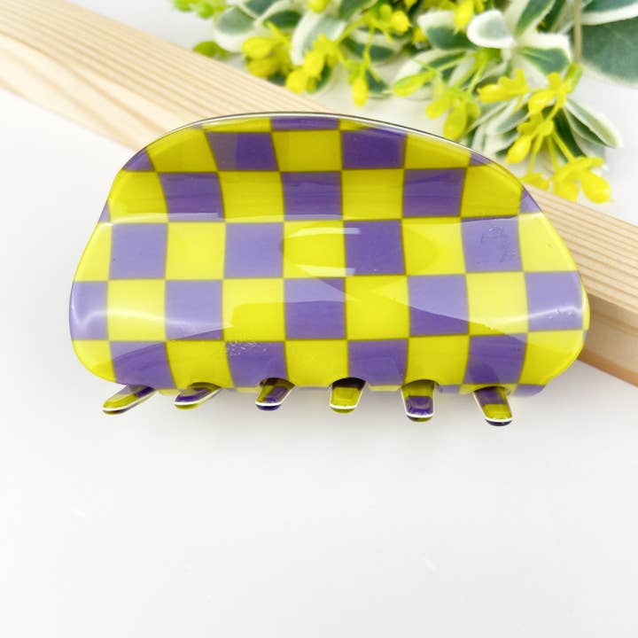 TheDivaSoap - Wholesale Hair Clip - Women's - Checkerboard semicircle hair claw clip5