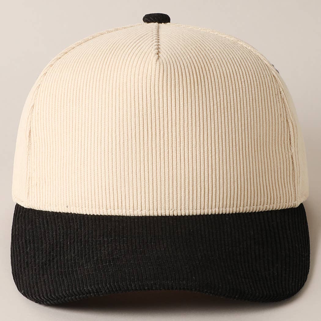 Fashion City - Wholesale Baseball Cap - Unisex - Plain Two Tone Corduroy 5 Panel Trucker Hat65
