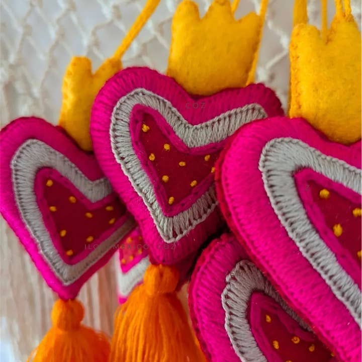 The Faria - Wholesale Purse/Bag Accessory - Women's - Mexican embroidered Heart tassel / heart with tassel 8
