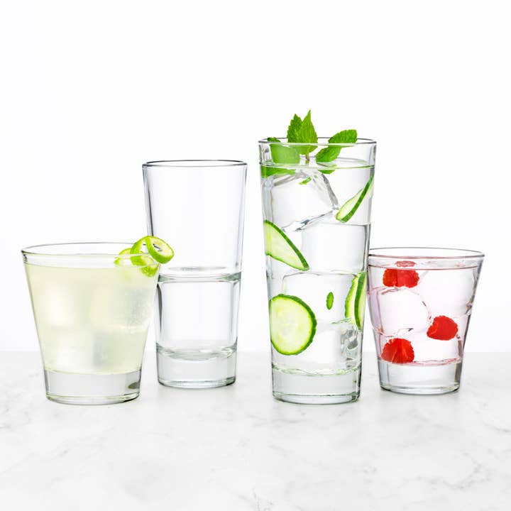 Libbey - Wholesale Drinking Glass/Cup - Libbey Endeavor Stacking DuraTuff Cooler Glasses, 16 ounce, Set of 12