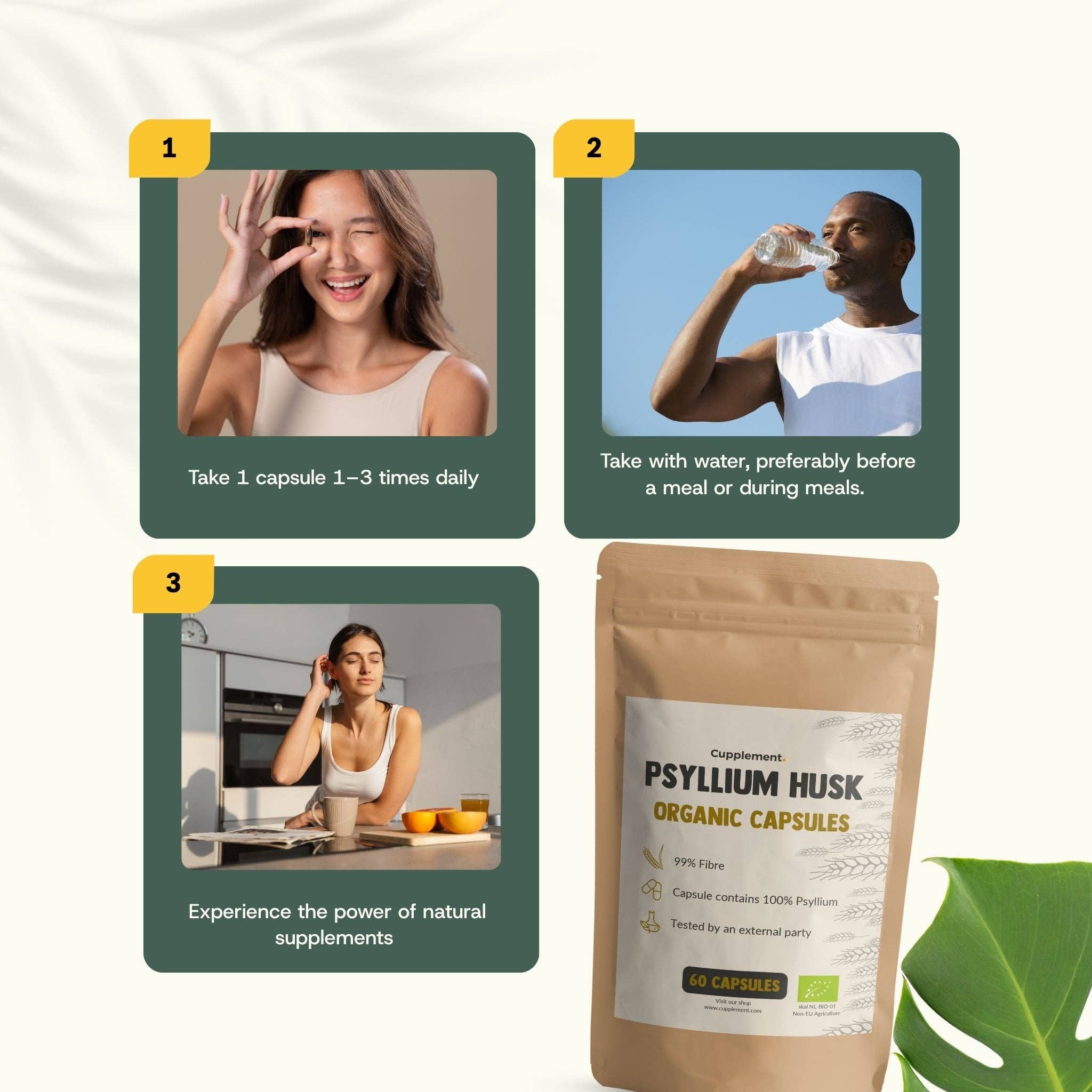 Cupplement b.v. - Wholesale Oral Supplement/Vitamin - Psyllium Husk Fiber Capsules 500 mg BIO  60 Capsules8