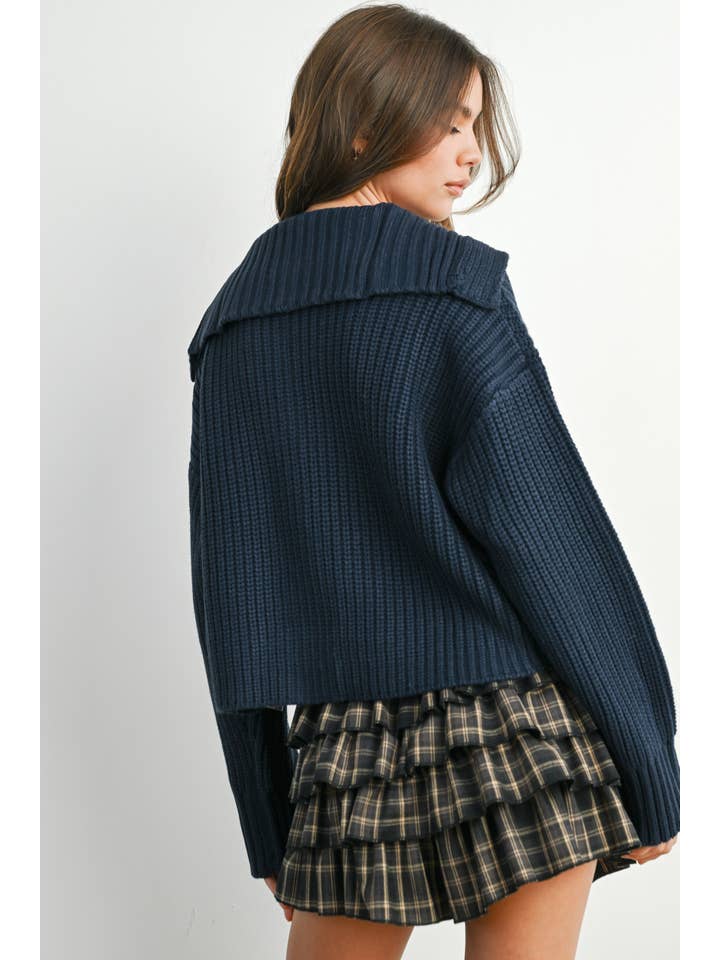 BUTTERMELON - Wholesale Cardigan - Women's - Button-Front Cropped Long Sleeve Top - BMW78699