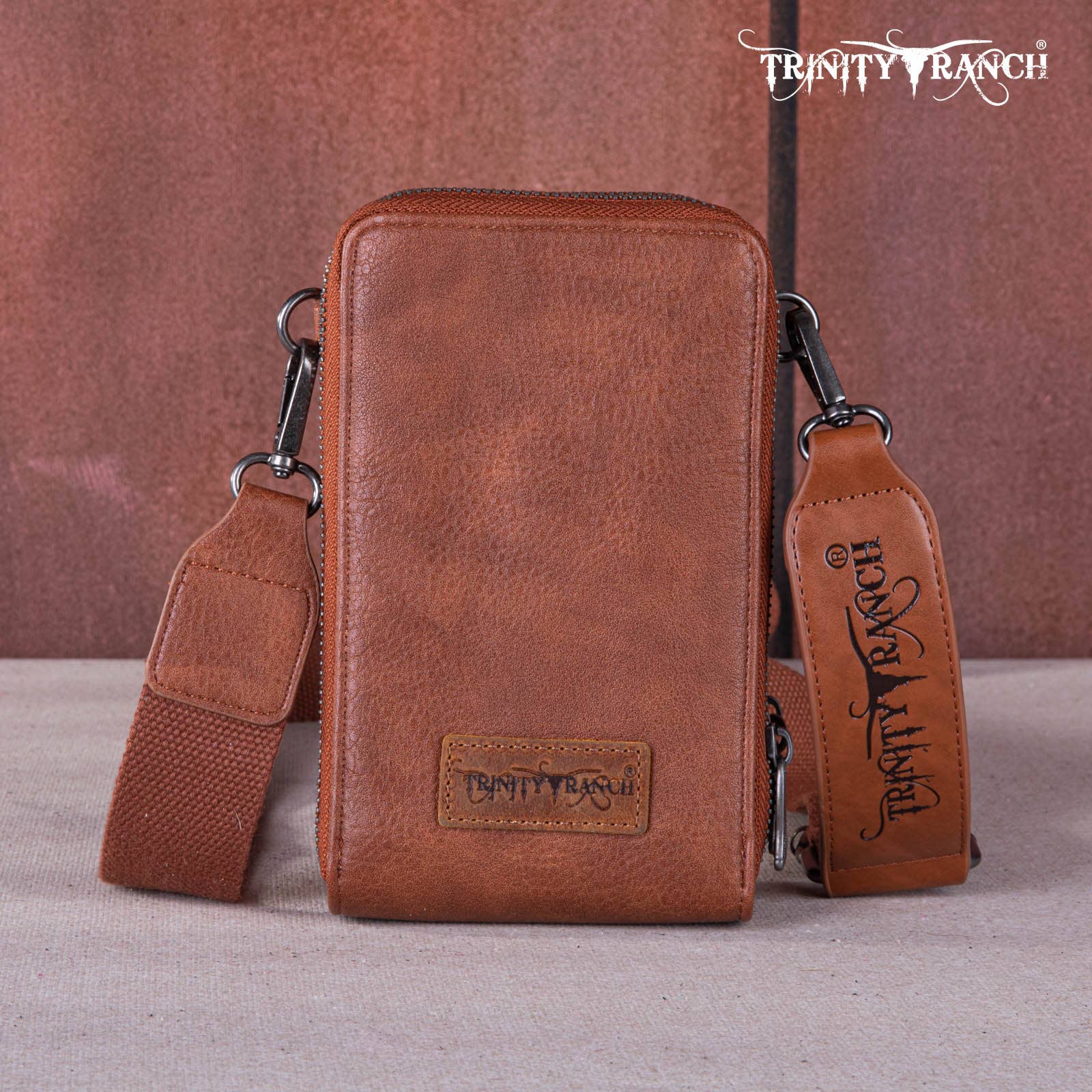 REMOVED BRAND - Wholesale Crossbody Bag - Women's - TR159 -183  Trinity Ranch Genuine Hair-On Cowhide /Tooled  Collection Phone Purse with Coin Pouch23