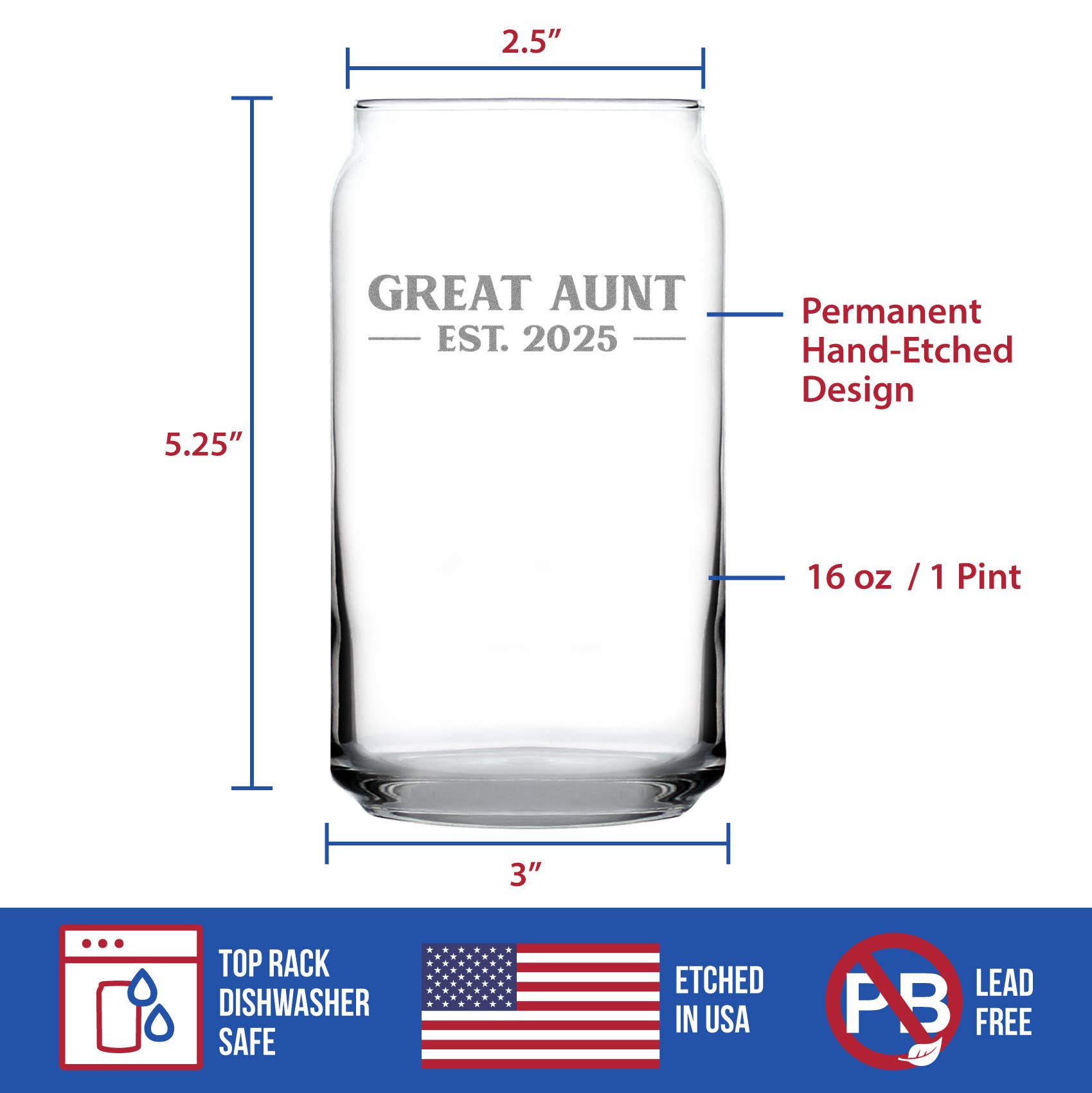 bevvee - Wholesale Beer Glass/Mug - New Great Aunt 2025 - Bold - Beer Can Pint Glass3