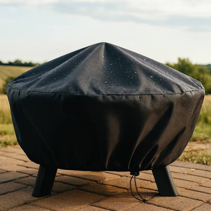 48 in Heavy-Duty PVC Round Outdoor Fire Pit Cover - Black for wholesale by Sunnydaze Decor