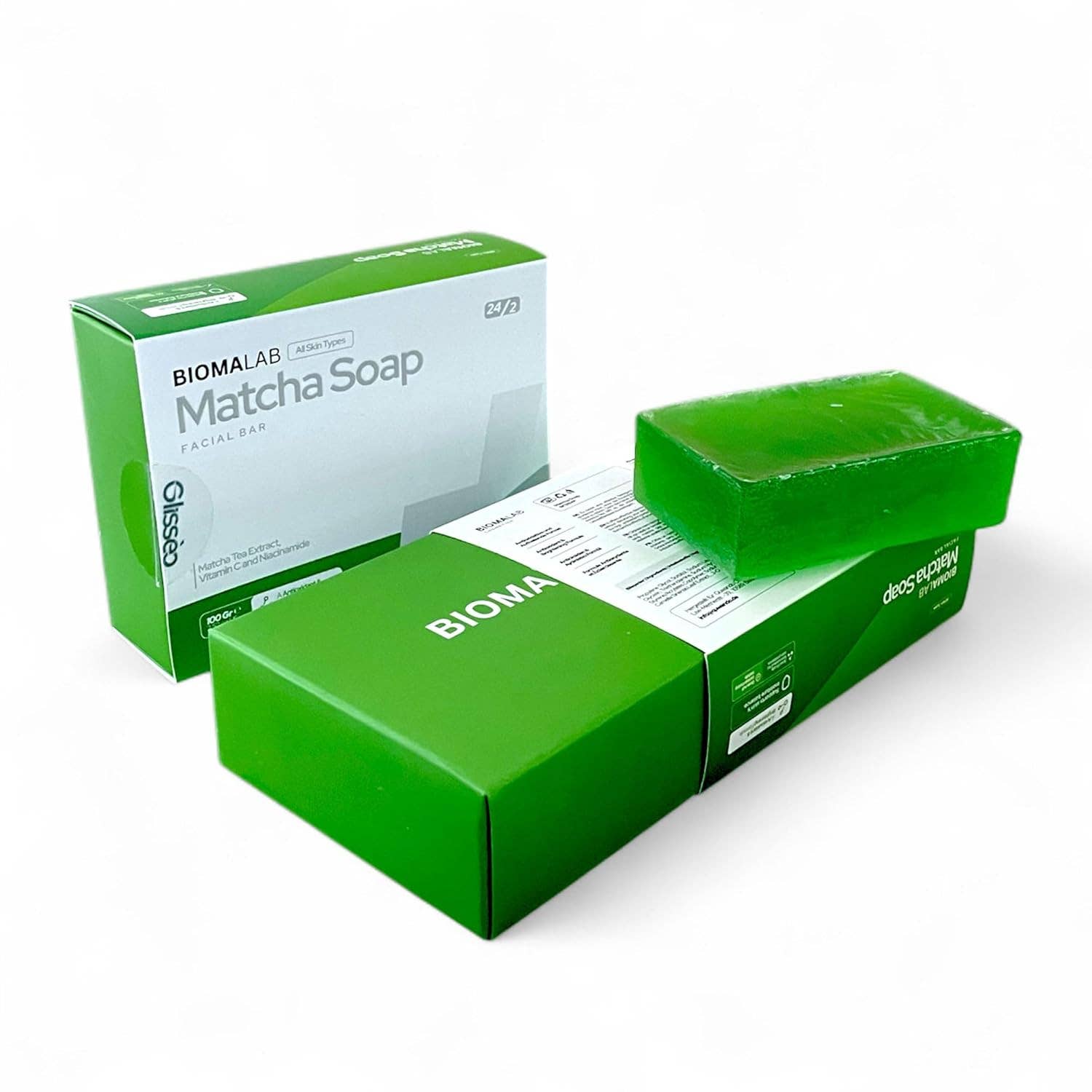 Biomatea - Wholesale Gezichtsreiniger - Matcha Gezichtszeep – met Vitamine C & Niacinamide – Voor een heldere, stralende huid – Vegan verzorging voor alle huidtypen – 100g5