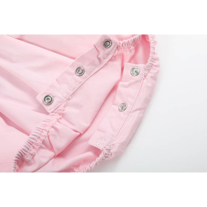 Lil Cactus - Wholesale Bodysuit (Non-Footed) - Baby - Pink and White bows Smocked Ruffle Romper