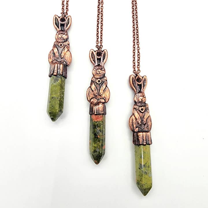 Colar de Coelho de Unakita // Joalharia Eletroformada por atacado de MergingMetals