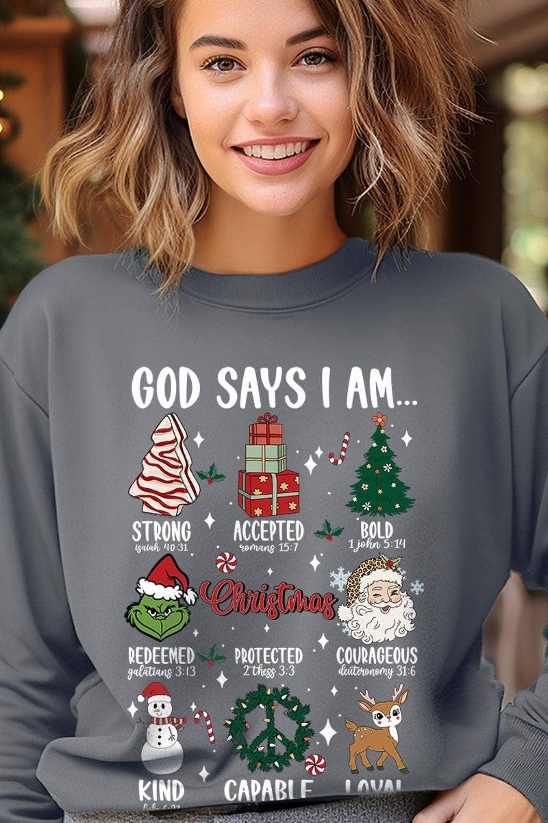 COLORBEAR - Wholesale T-Shirt (Graphic) - Unisex - God Says I Am Christmas Graphic Fleece Sweatshirts2