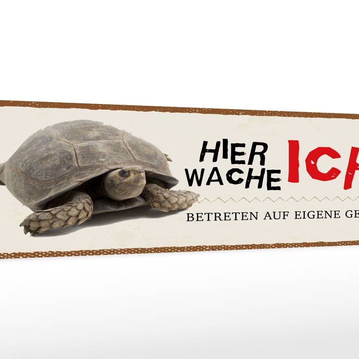 Cartello in legno con scritta 46x10 cm Qui sorveglio io Tartaruga Decorazione per la vendita all'ingrosso da parte di Femer