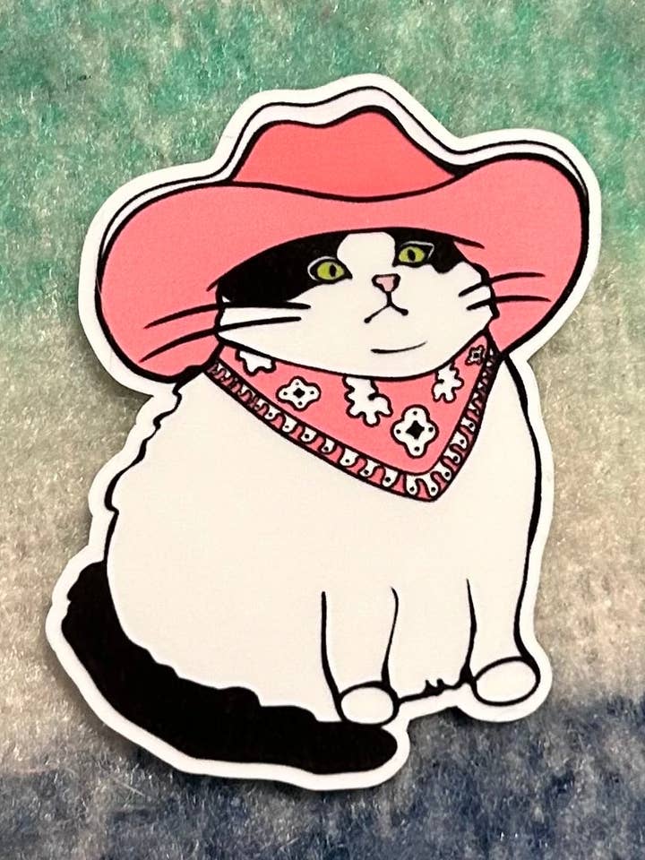 Sticker Cowboy Kitty voor wholesale door Hannah Elise Co