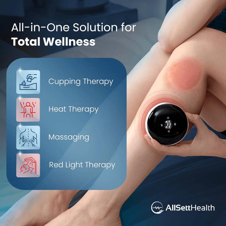 AllSett Health - Wholesale Body Cupping Set - Electric Cupping Kit for Massage Therapy with Red Light - Cupping Set, Includes 3 Smart Cups and Remote - Massager Device & Cupping Therapy Set for Back Muscle Soreness & Cellulite Reduction1