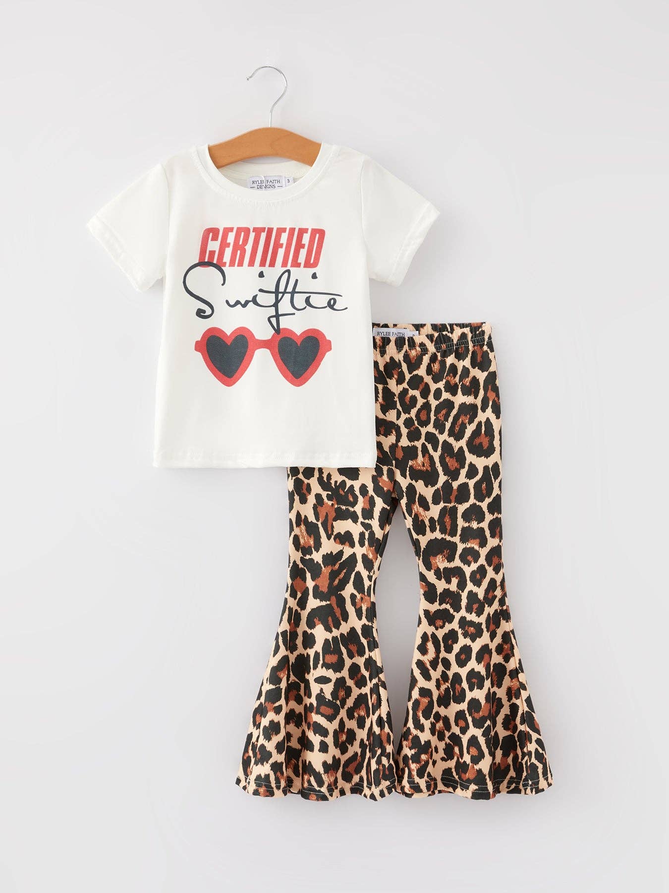 Rylee Faith Designs - Wholesale Top & Pant Set - Kids - Girls' Heart Leopard Print Set0