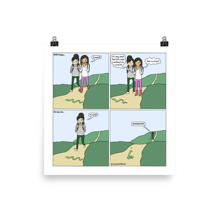 Bravery | Cute Lesbian Relationship | Anniversary Gifts | Lesbian LGBTQ Comic Print (10" x 10") | Full Color | Sesame But Different for wholesale by Sesame But Different
