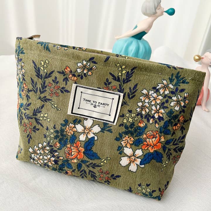 Funkyrel® Atzbranding Limited - Wholesale Makeup/Cosmetic Bag - Cosbai - Corduroy Floral Cosmetic & Storage Bag