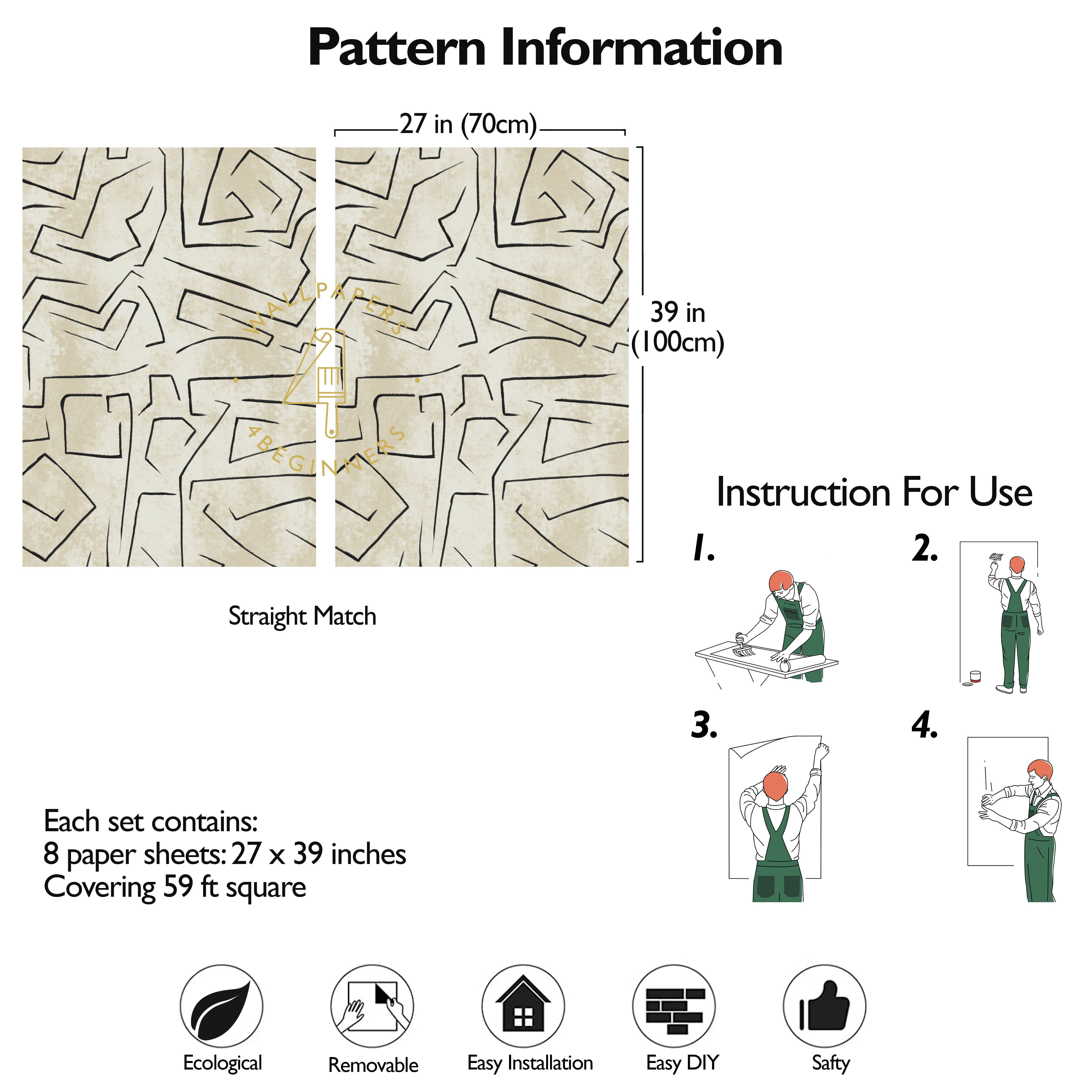 Wallpapers4Beginners - Vente Papier peint - Papier peint amovible au design minimaliste en tons neutres7