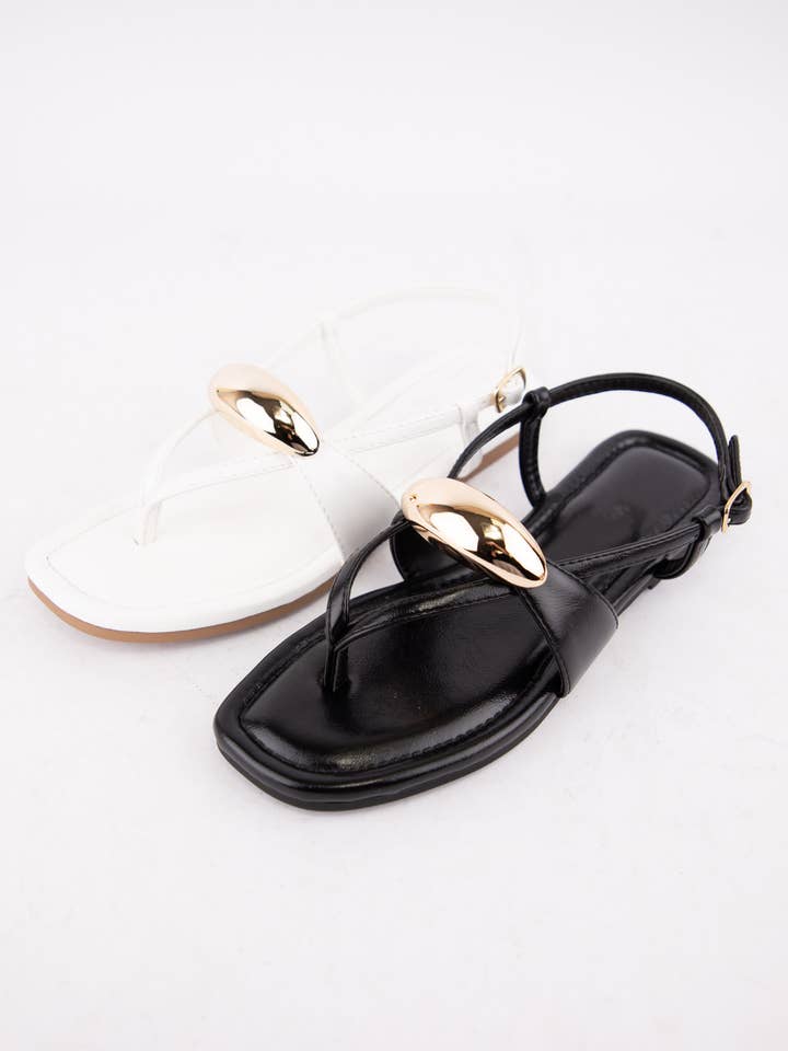 CCOCCI - Wholesale Sandals - Women's - MOESHA GILDED T-STRAP FLAT SANDALS2
