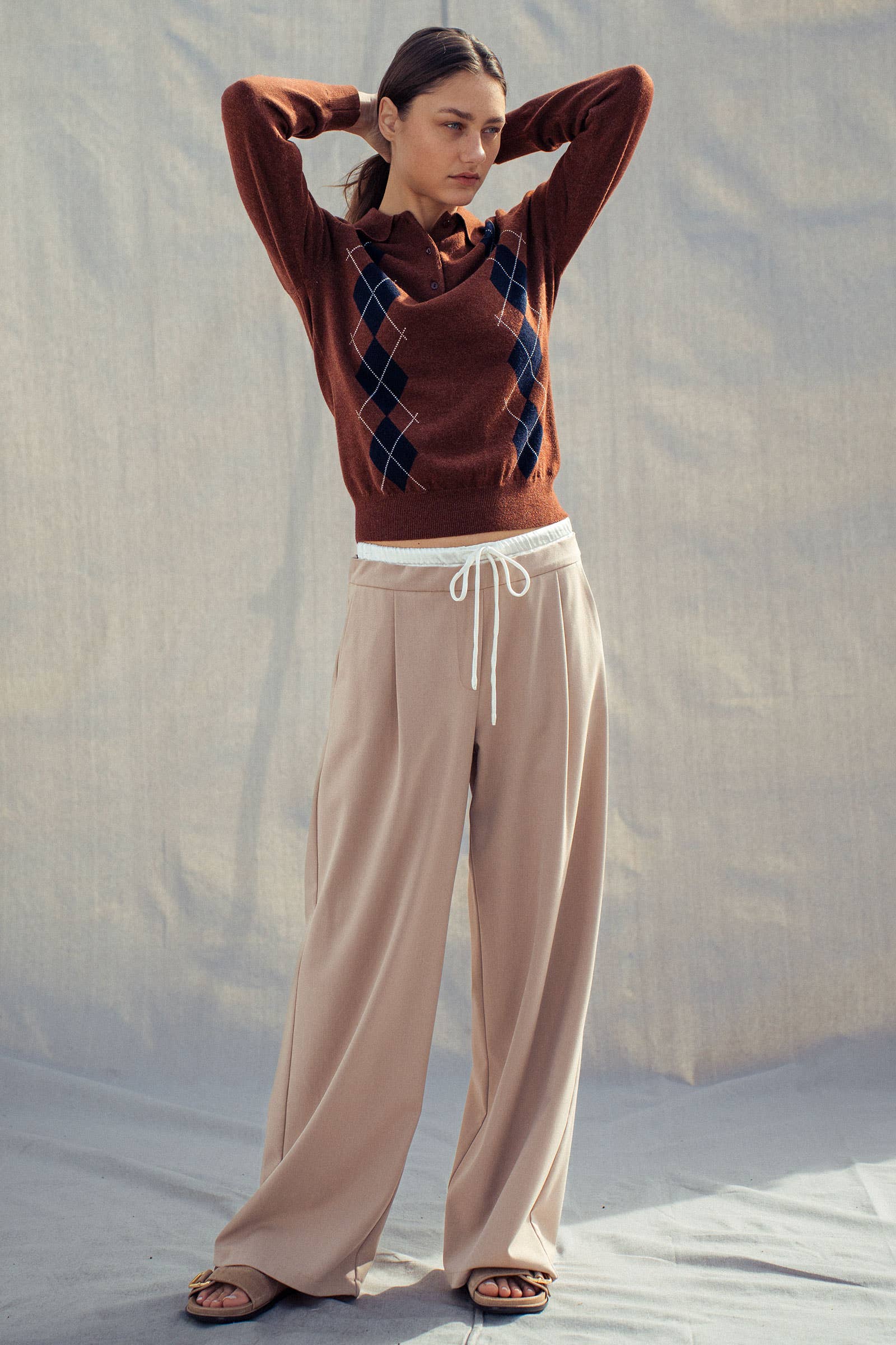 Urban Daizy - Wholesale Pants - Women's - Relaxed Wide-Leg Drawstring Trousers7