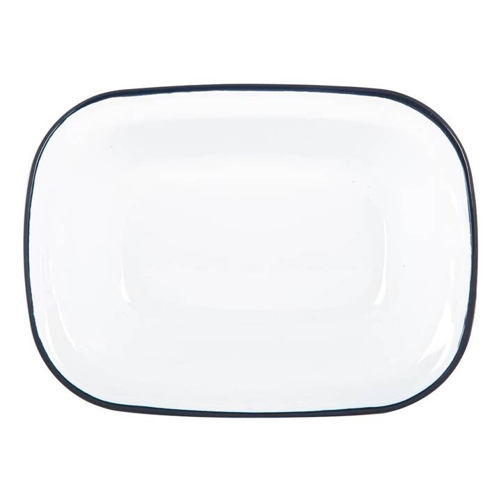 Rinkit Pty Ltd - Wholesale Dish - White Enamel Pie Dish - 25.5cm - Navy6