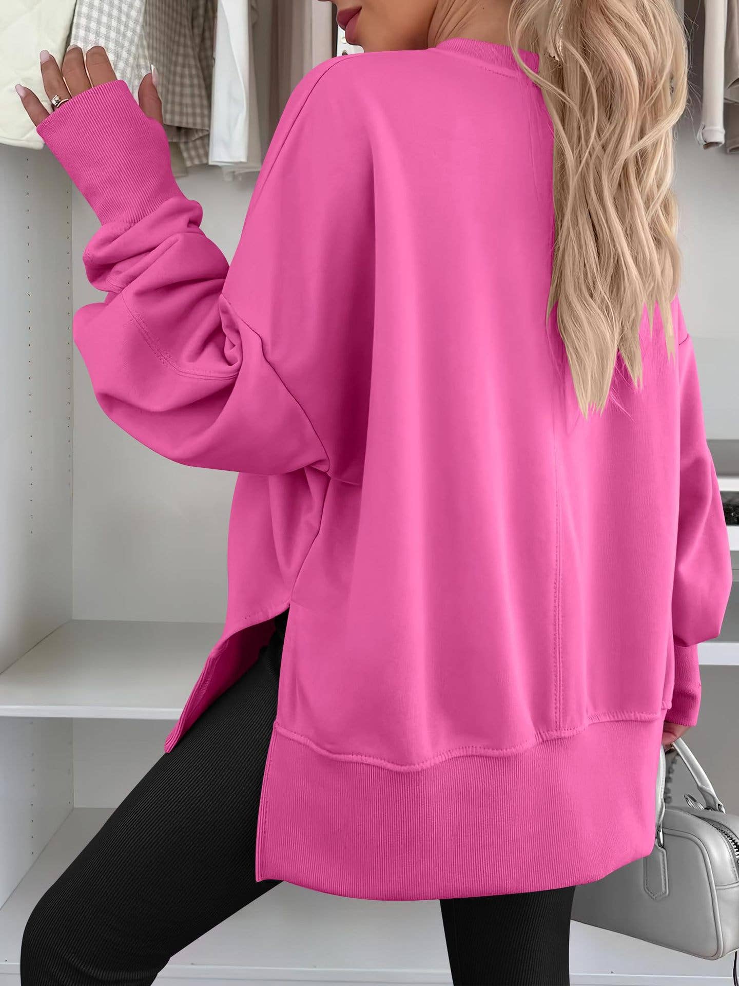 Lily Clothing - Wholesale Sweatshirt - Women's - Casual round-neck loose sporty split sweatshirt5