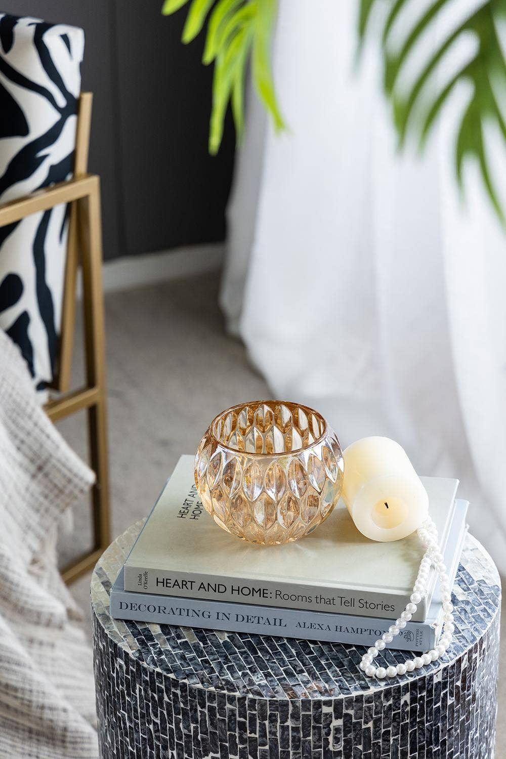 A&B Home Group Inc. - Wholesale Candle Holder - D6x4.3" Amber Candle Holder w/ Embossed Pattern - Amber1