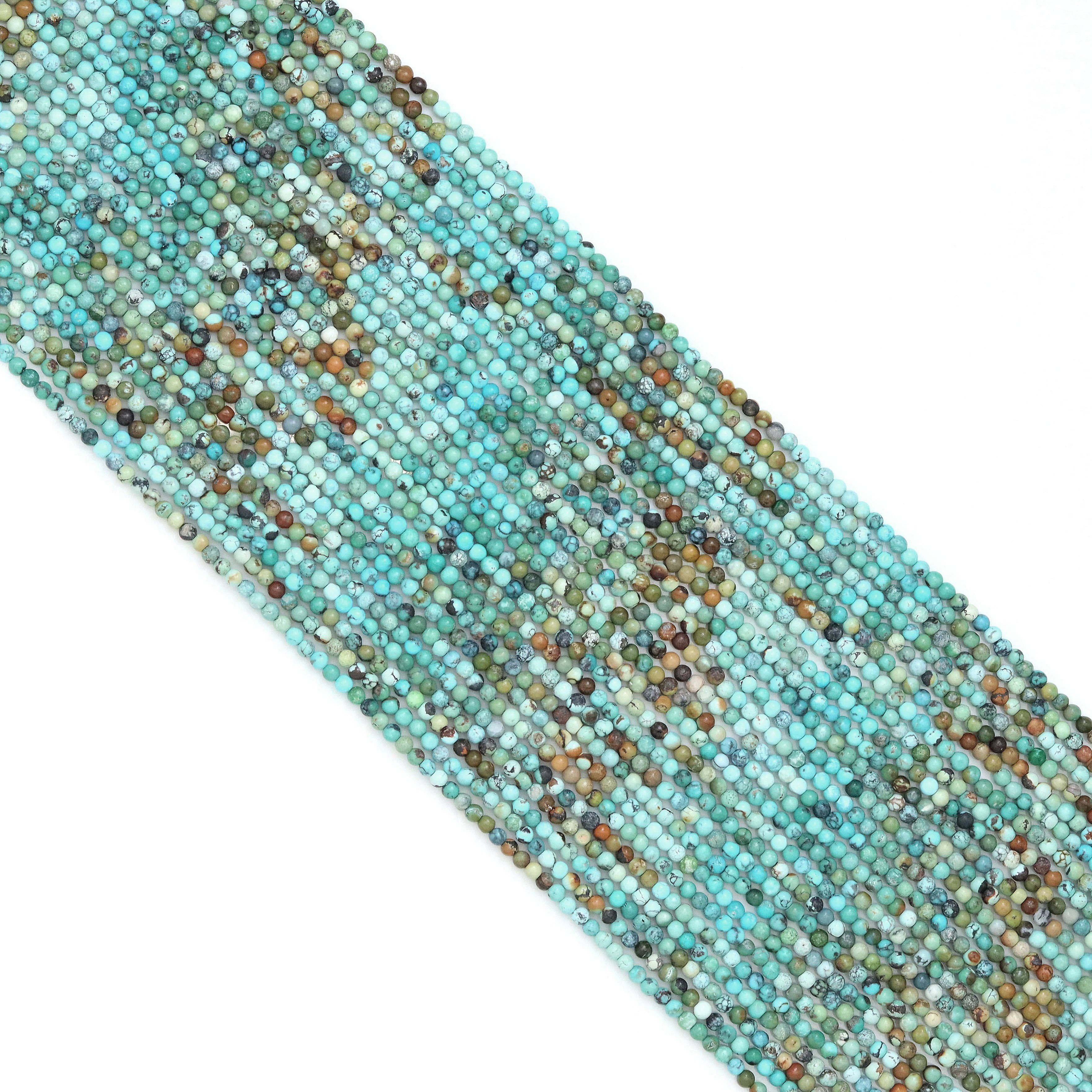 BestBeads&Beyond - Wholesale Beads - 2mm Genuine Turquoise Round Faceted Beads, Sku#U18422