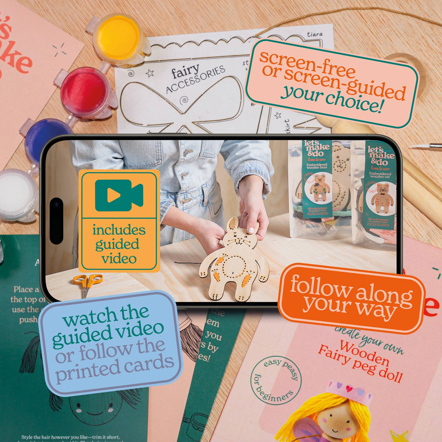 Let's Make & Do - Vente Kit de bricolage – enfant - Kit créatif pour fabriquer votre poupée fée en bois1