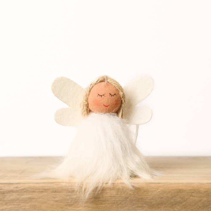 8cm White Fabric Sitting Angel for wholesale by Gainsborough Giftware x Portland Living