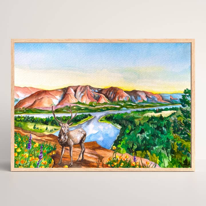 Impressão em aquarela Columbia River Gorge | Washington + Oregon por atacado de Wild Life Design Co.