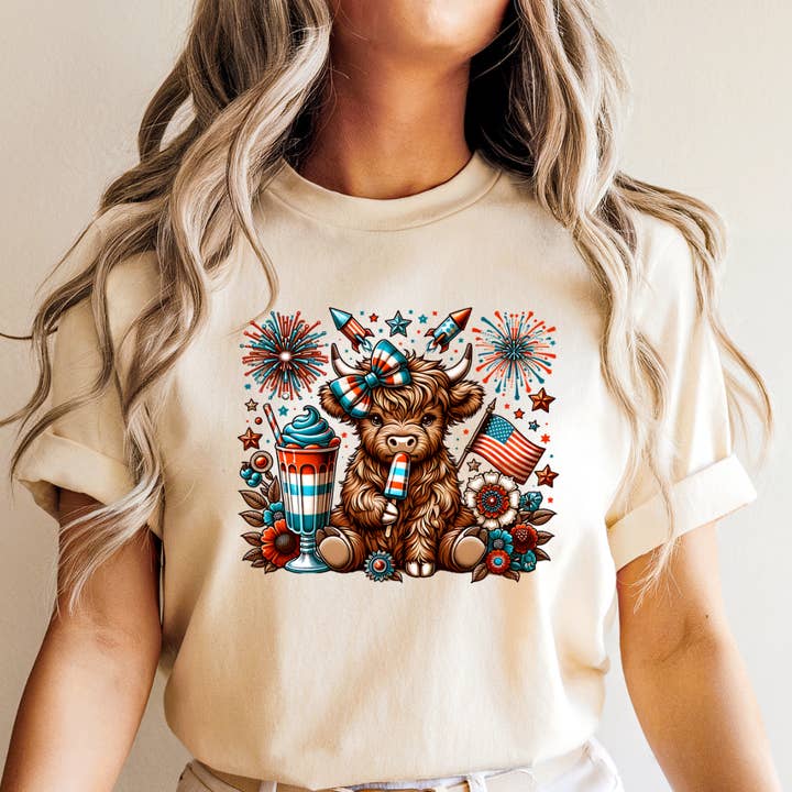USA Cow 4th of July Graphic Tee for wholesale by Happy Mail Wholesale